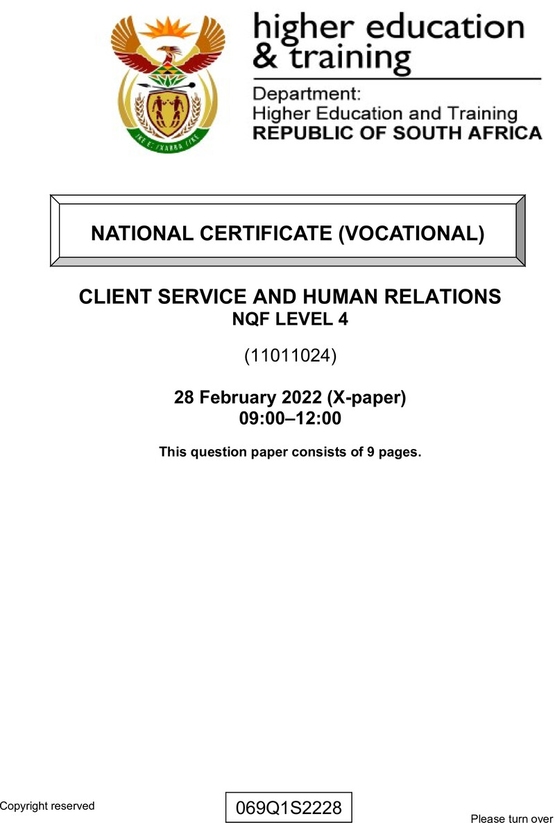 Nc480 Client Service And Human Relations L4 QP Sup Feb 2022 Signed Off
