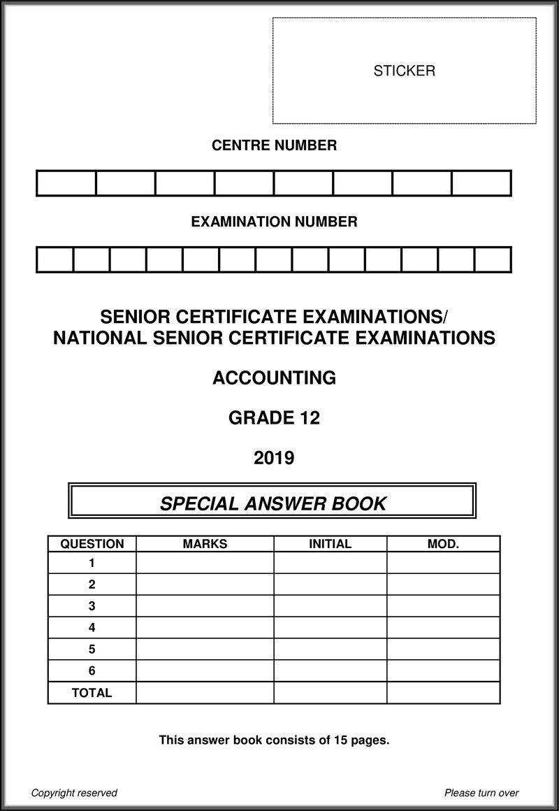 Grade 12 Accounting past paper 2019 – accounting may june 2019 answer book eng gr12