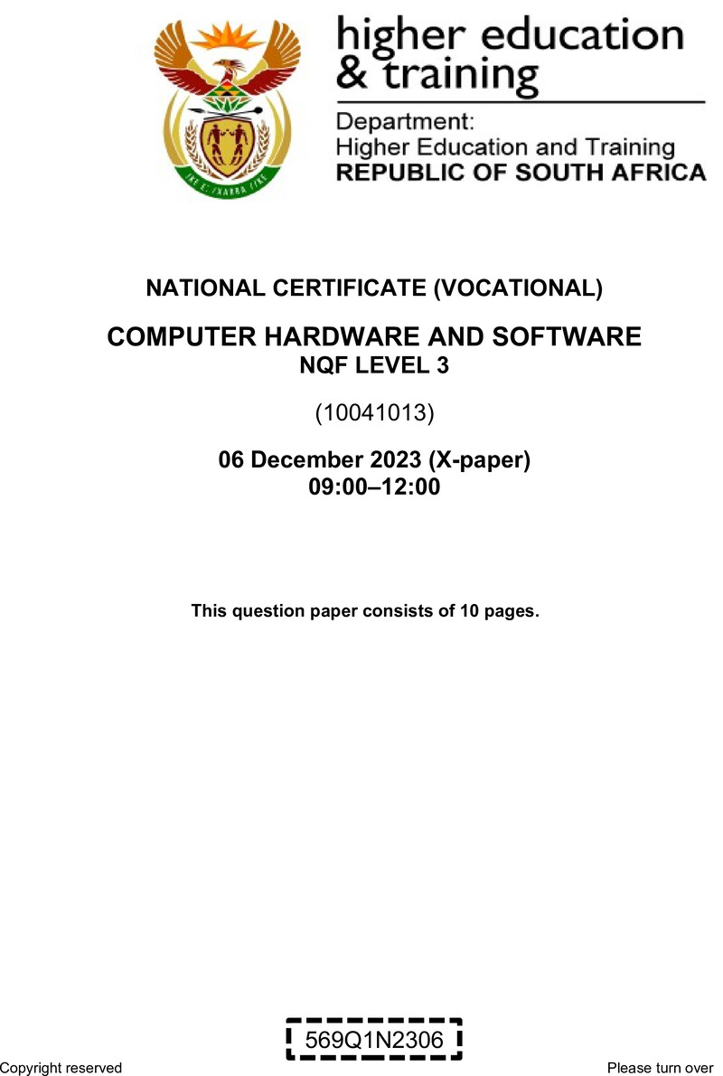 Computer Hardware And Software L3 Nov QP 2023 preview