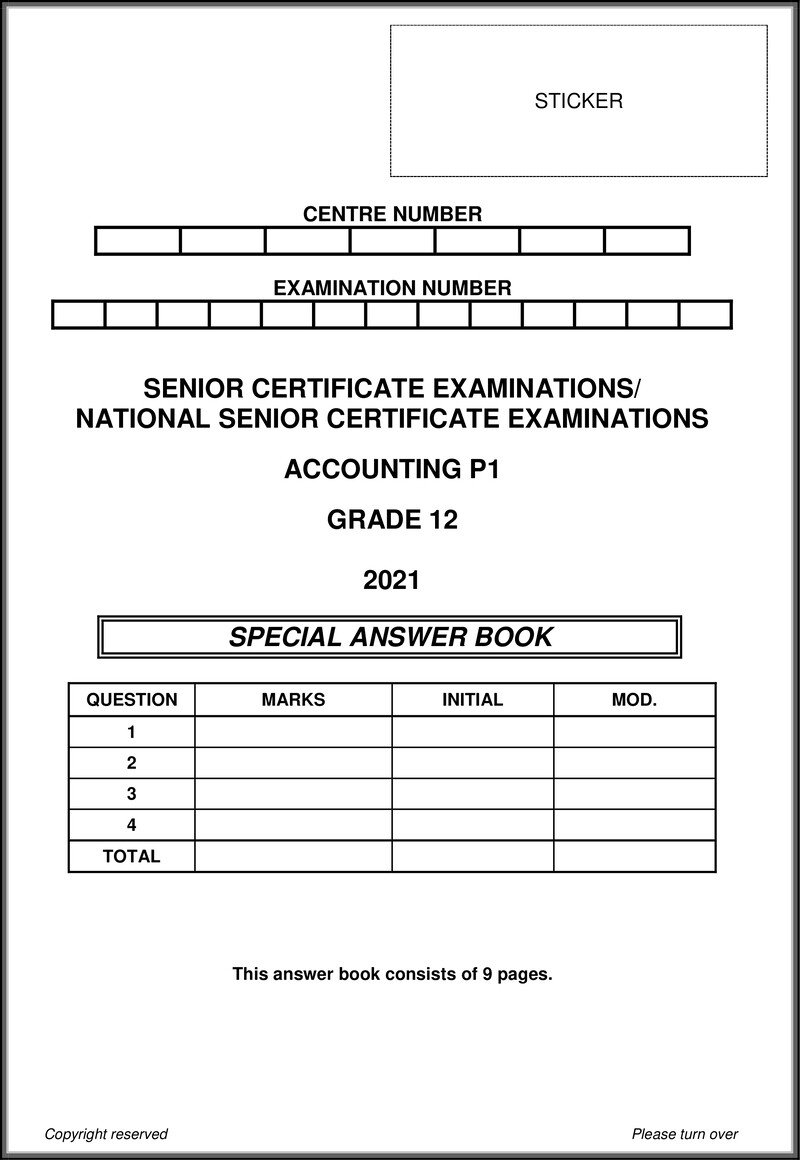 Grade 12 Accounting past paper 2021 – accounting p1 may june 2021 answer book eng gr12