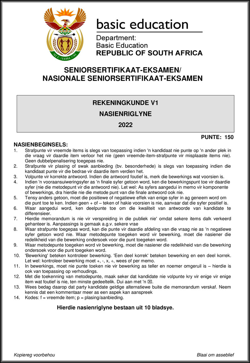 Grade 12 Accounting past paper 2022 – accounting p1 may june 2022 mg afr gr12