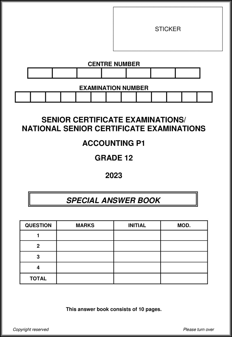 Grade 12 Accounting past paper 2023 – accounting p1 may june 2023 answer book eng gr12