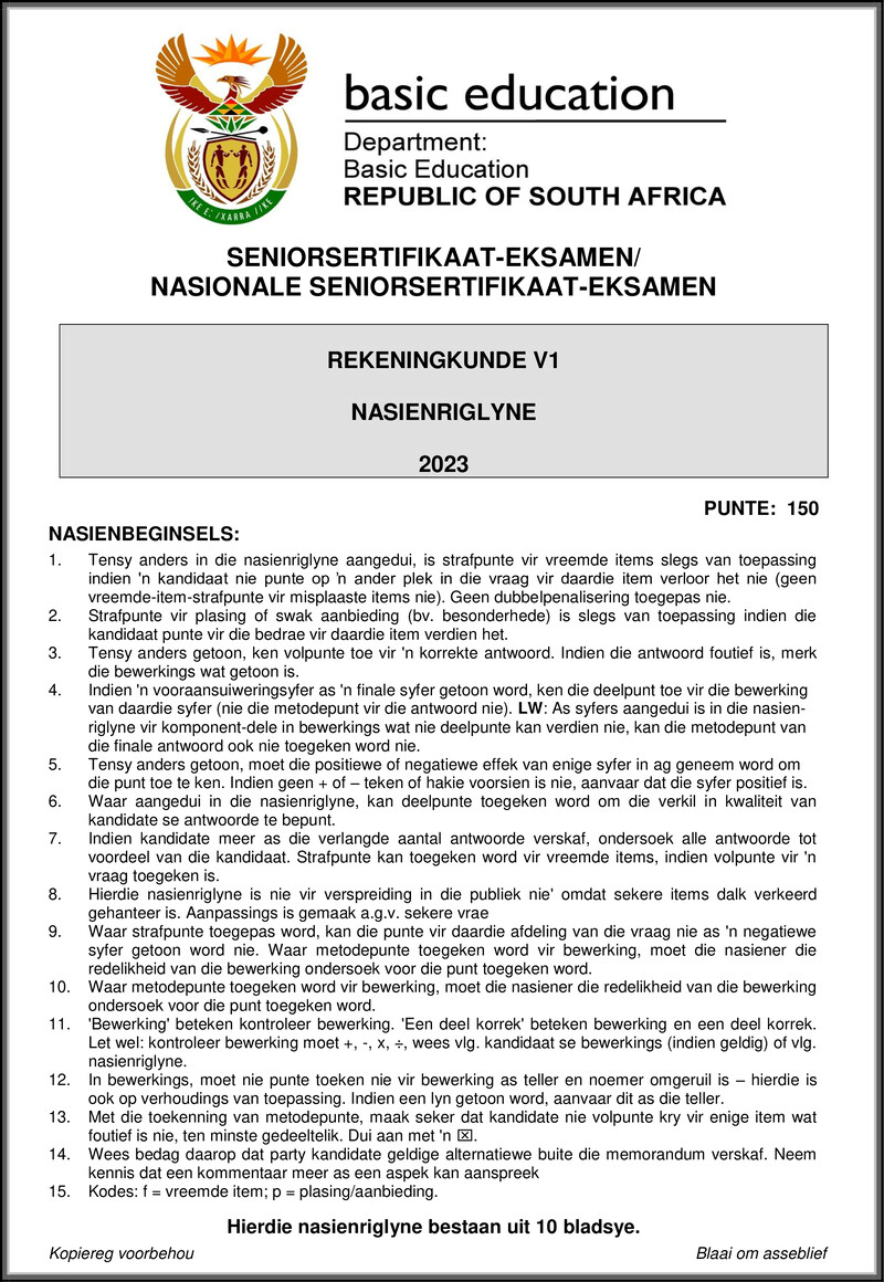 Grade 12 Accounting past paper 2023 – accounting p1 may june 2023 mg afr gr12