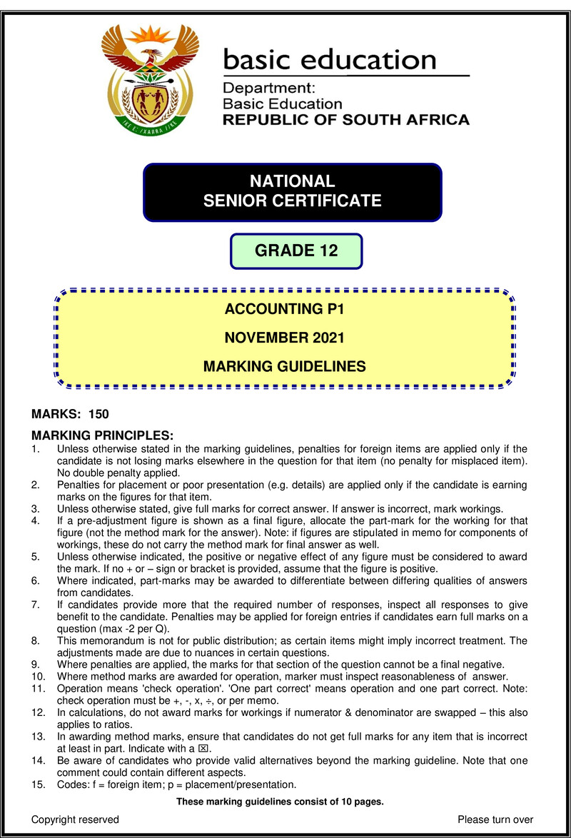 Grade 12 Accounting past paper 2021 – accounting p1 nov 2021 mg eng gr12