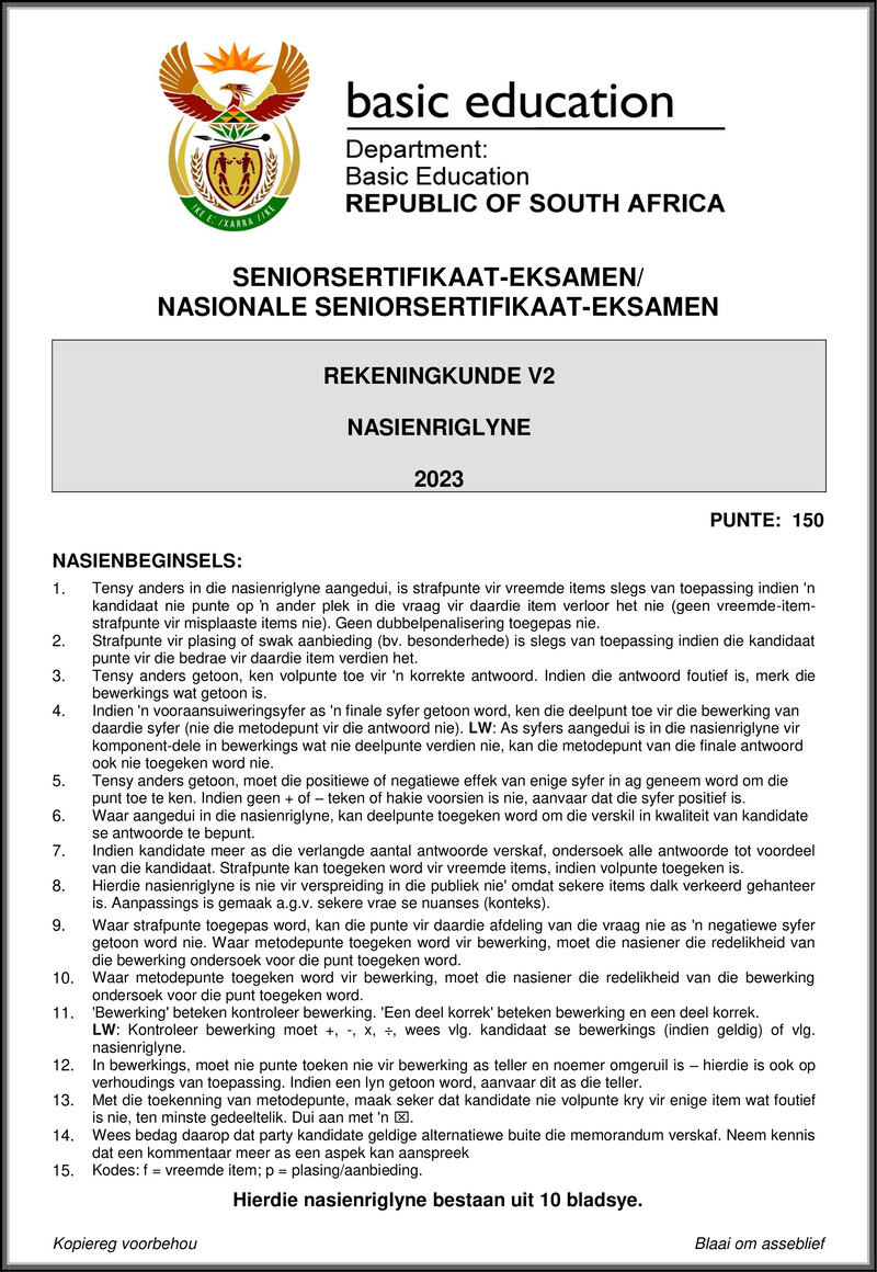 Grade 12 Accounting past paper 2023 – accounting p2 may june 2023 mg afr gr12
