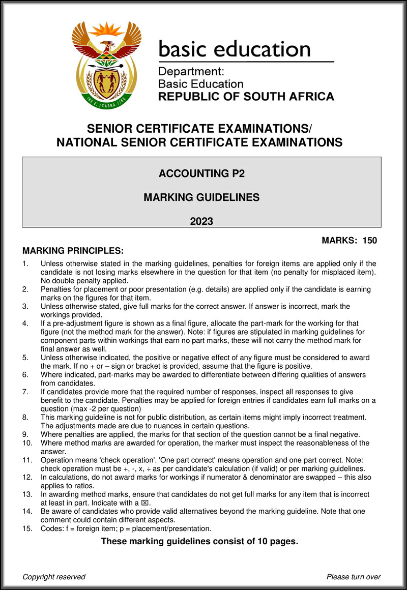Grade 12 Accounting past paper 2023 – accounting p2 may june 2023 mg eng gr12