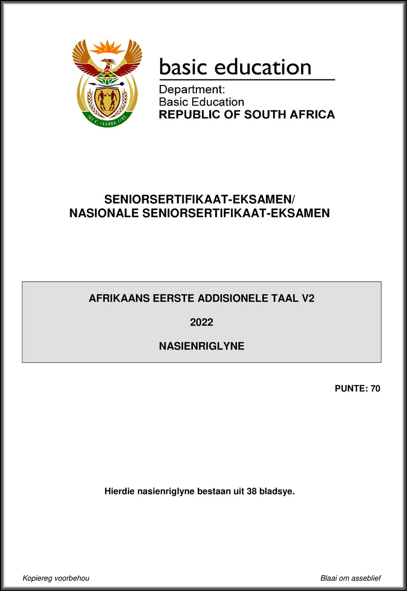 Grade 12 Afrikaans past paper 2022 – afrikaans fal p2 may june 2022 mg gr12