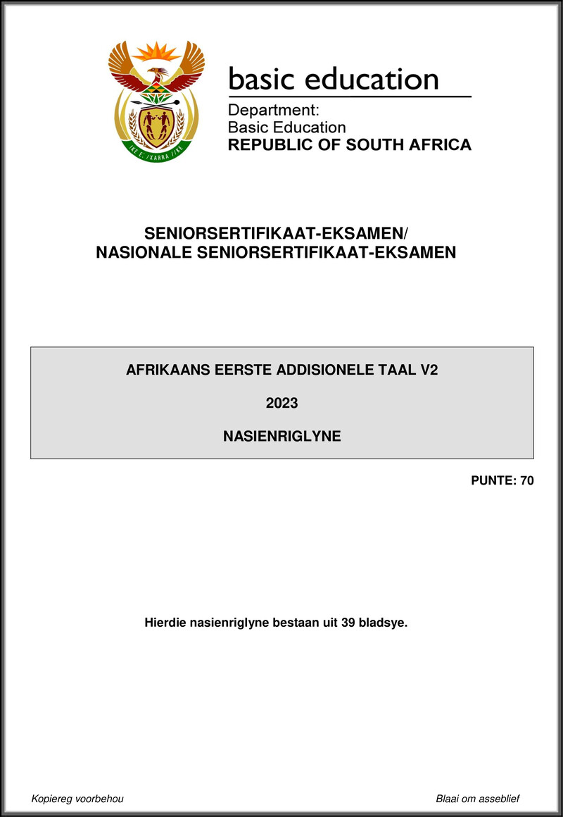 Grade 12 Afrikaans past paper 2023 – afrikaans fal p2 may june 2023 mg gr12