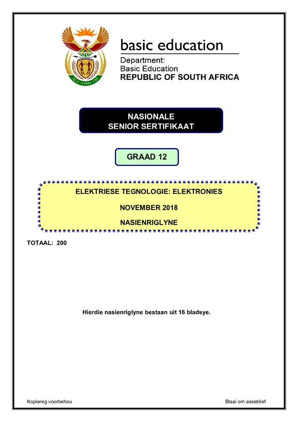 Electronics Memo 1 (Afrikaans) Gr12