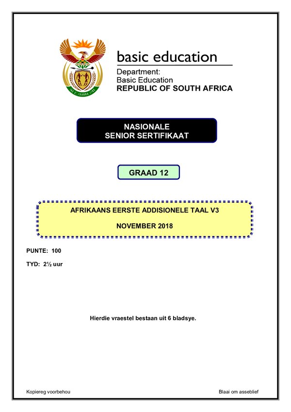 Afrikaans Fal P3 Gr12