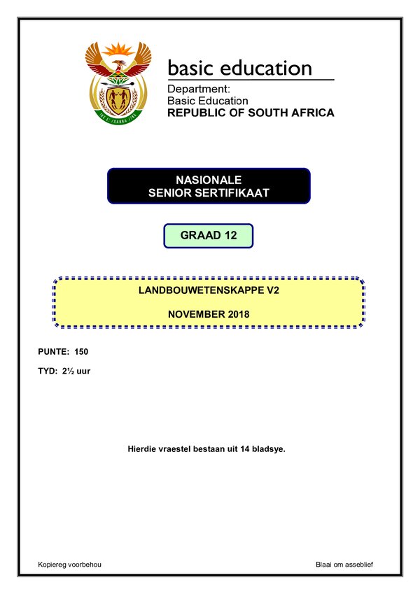 Grade 12 Afrikaans past paper 2018 – Paper 2 (Afrikaans) gr12