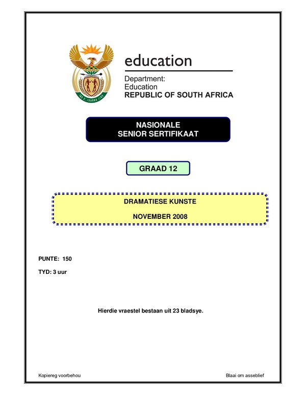 Dramatic Arts P1 Afrikaans Gr12