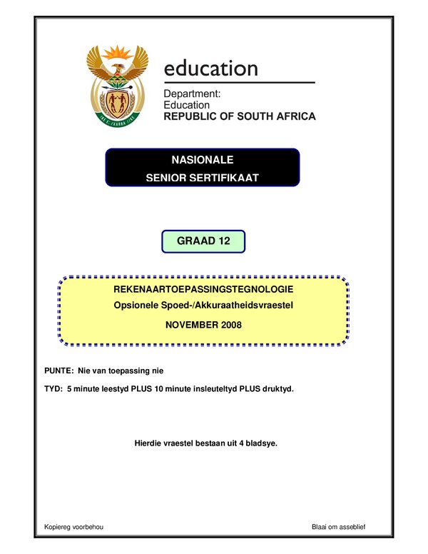 Computer Applications Technology P1 Afrikaans (Optional) Gr12