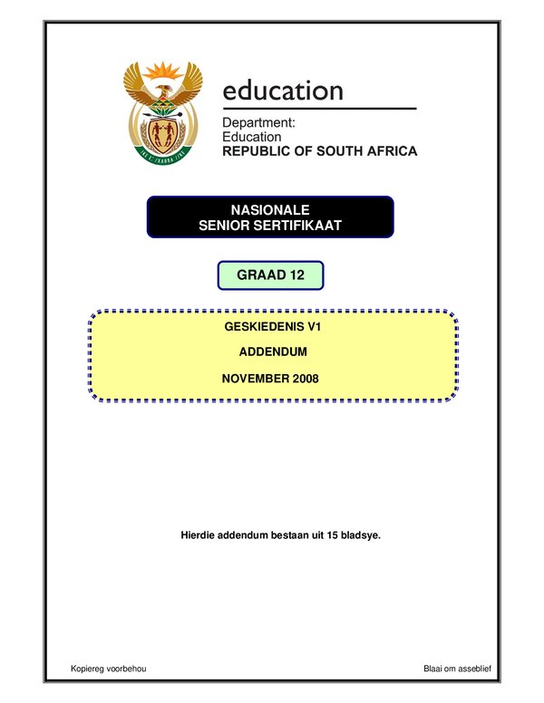 History P1 Afrikaans Addendum Gr12