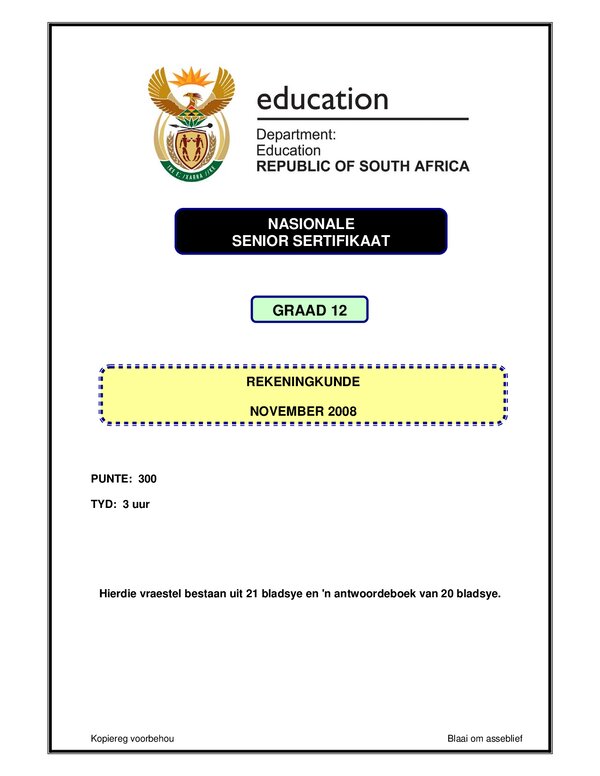 Accounting Afrikaans Gr12