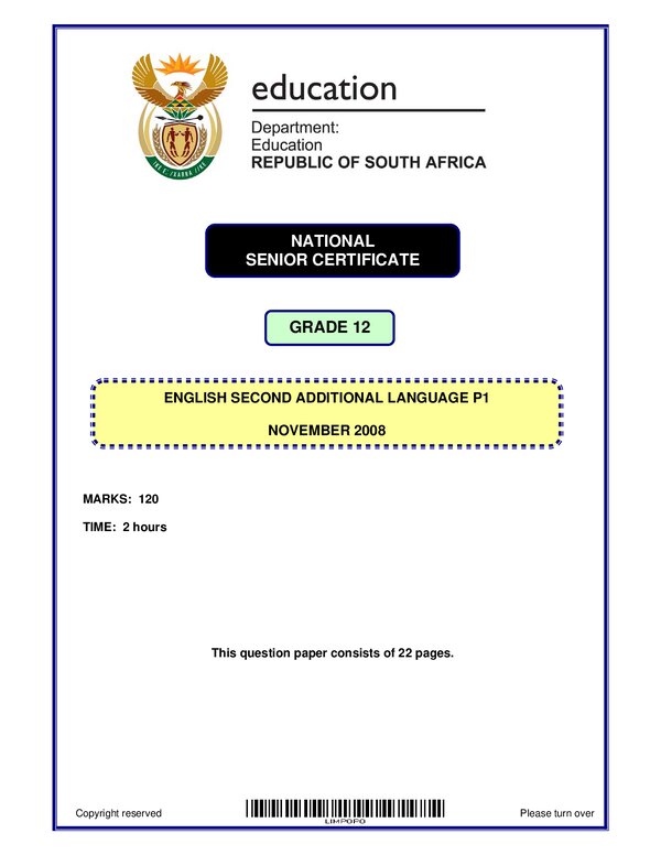 English Sal P1 (Limpopo) Gr12