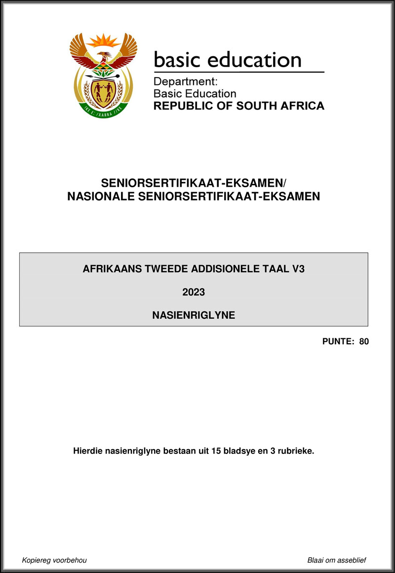 Grade 12 Afrikaans past paper 2023 – afrikaans sal p3 may june 2023 mg gr12