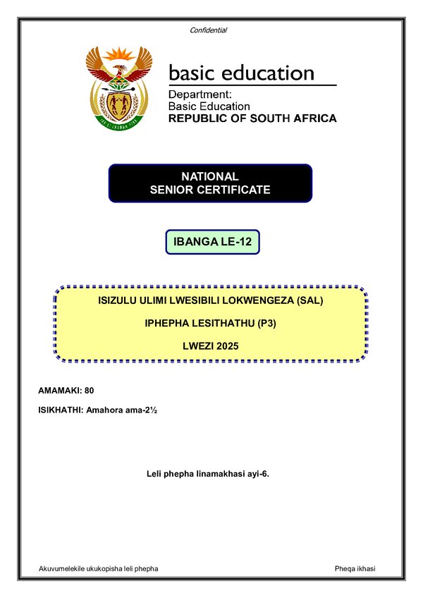 Isizulu Sal P3 Gr12