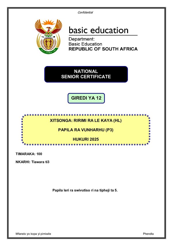 Xitsonga Hl P3 Gr12