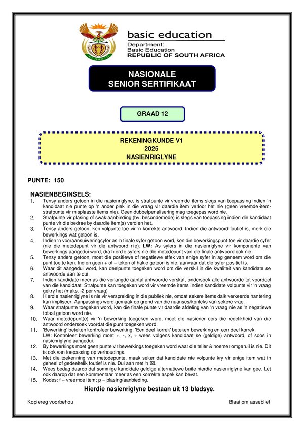 Memo 1 (Afrikaans) Gr12