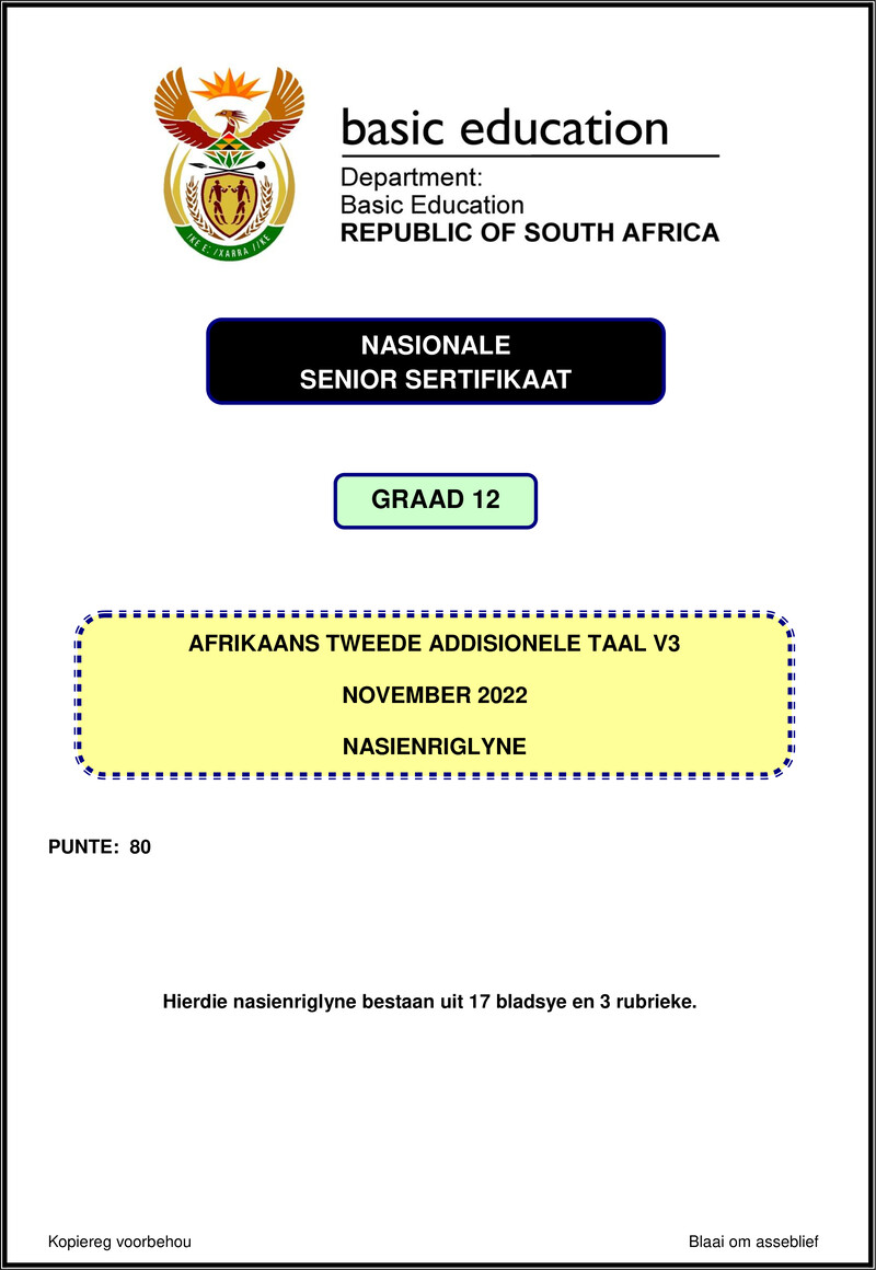 Afrikaans Sal P3 Nov 2022 Mg Gr12