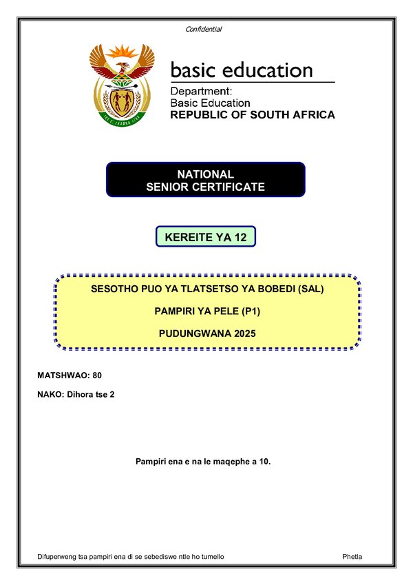 Sesotho Sal P1 Gr12