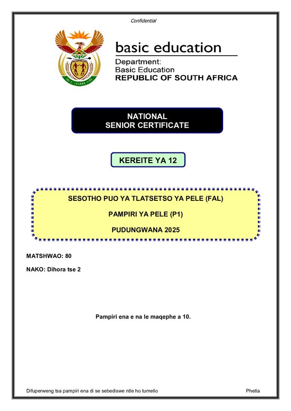 Sesotho Fal P1 Gr12