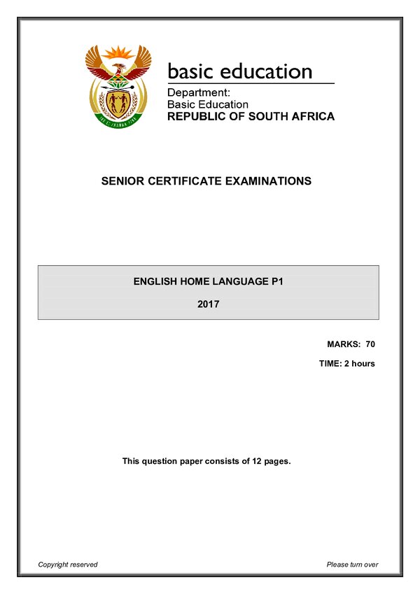 English Hl P1 Gr12