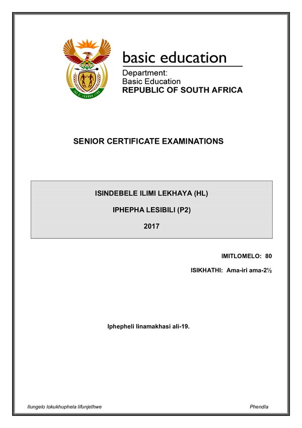 Isindebele Hl P2 Gr12