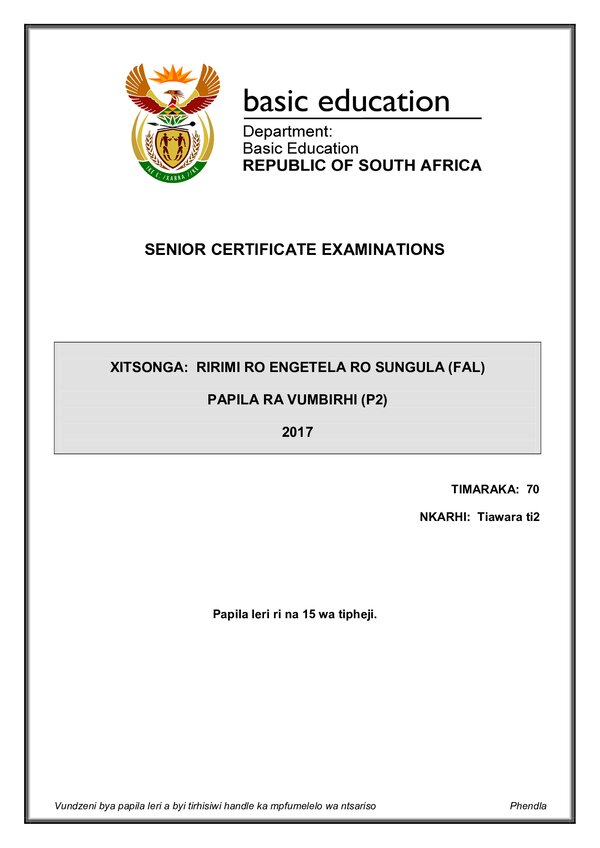 Xitsonga Fal P2 Gr12
