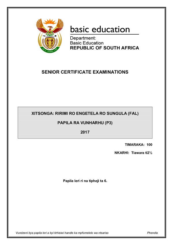 Xitsonga Fal P3 Gr12