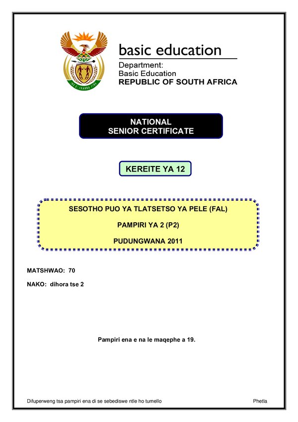 Sesotho Fal P2 Gr12