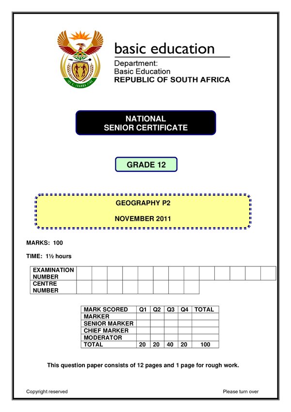 Grade 8 English past paper 2011 – Paper 2 (English) gr12