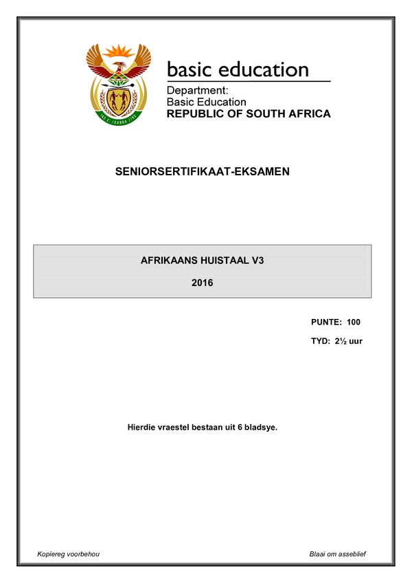 Afrikaans Hl P3 Gr12