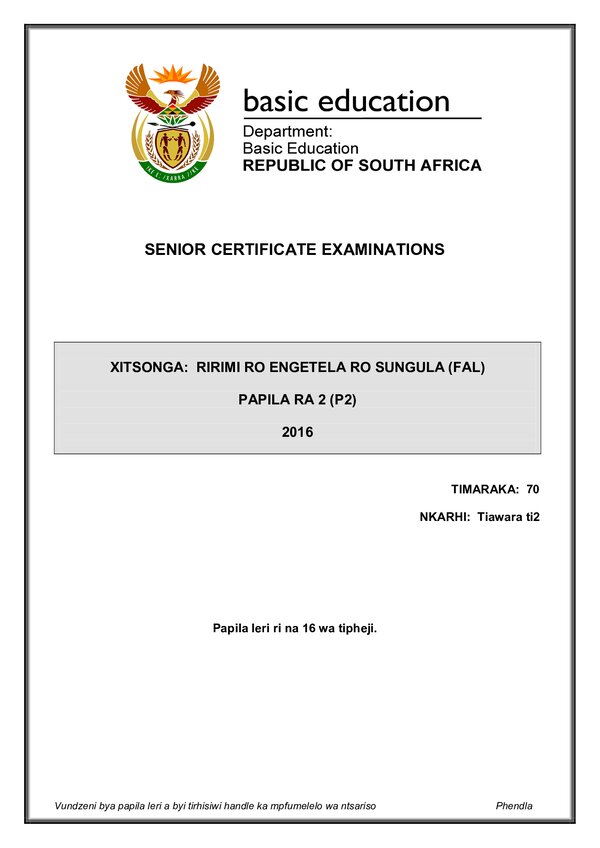 Xitsonga Fal P2 Gr12