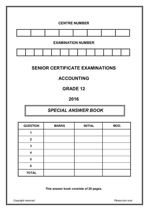 Paper 1 Answer Book (English) Gr12