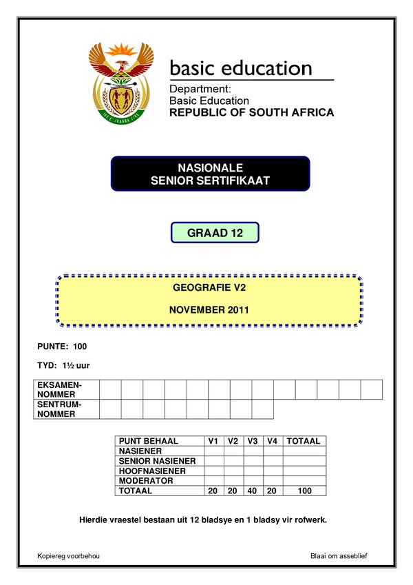 Geography Paper 2 (Afrikaans)