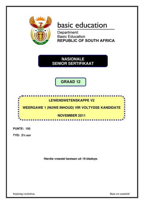 Life Sciences Paper 2 Version 1 (Afrikaans)