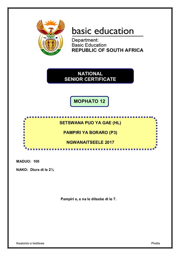 Setswana Hl P3