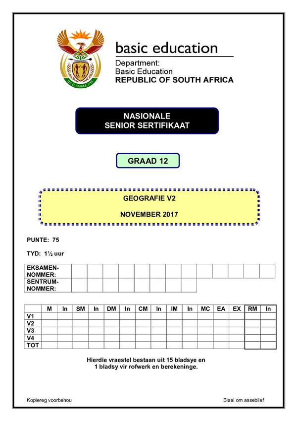 Geography Paper 2 (Afrikaans)