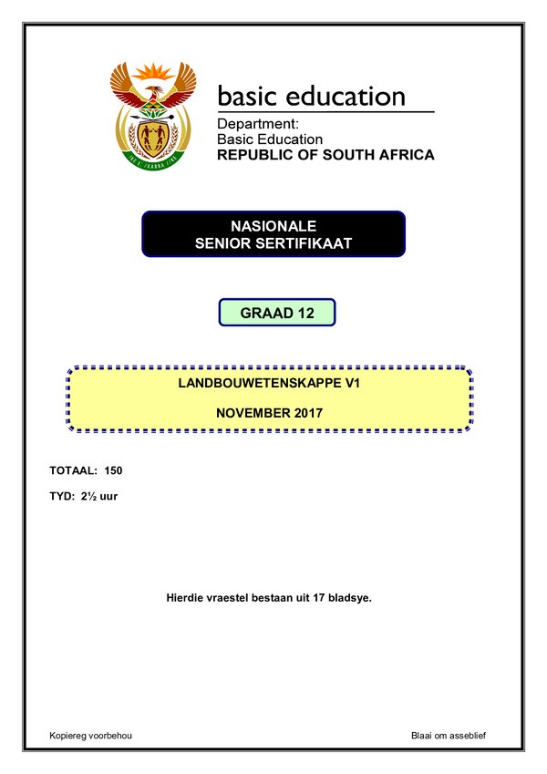 Agricultural Sciences Paper 1 (Afrikaans)