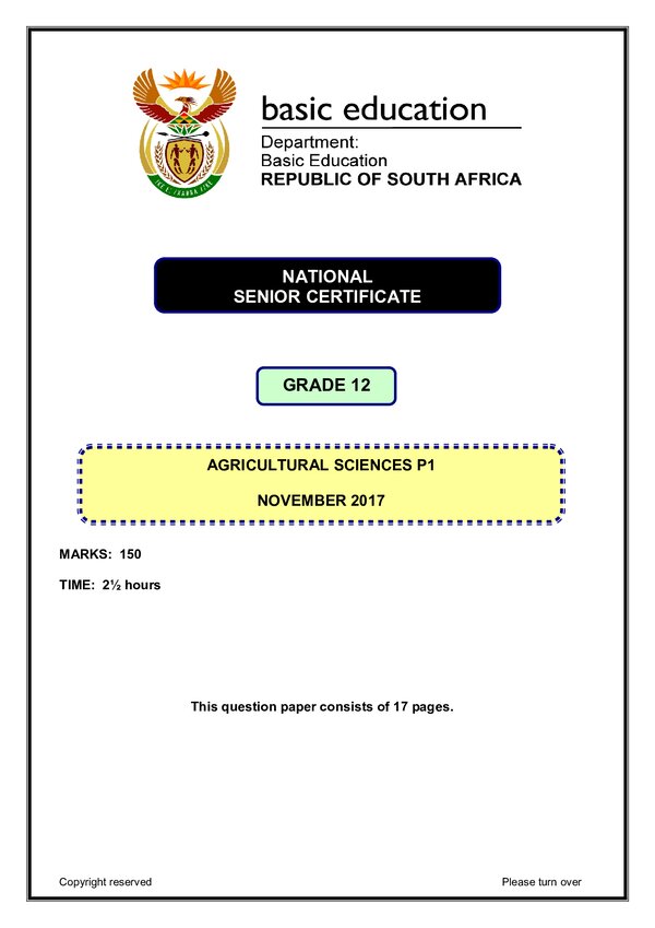 Agricultural Sciences Paper 1 (English)