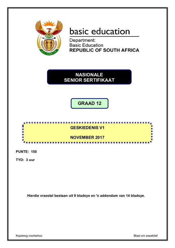 History Paper 1 (Afrikaans)