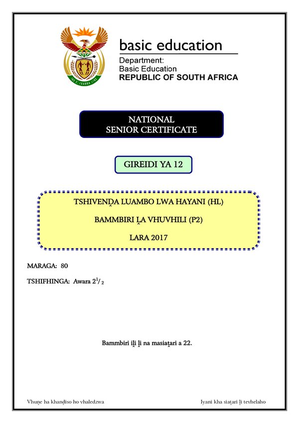 Tshivenda Hl P2