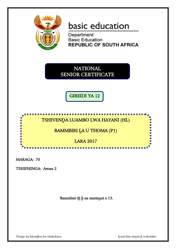 Tshivenda Hl P1