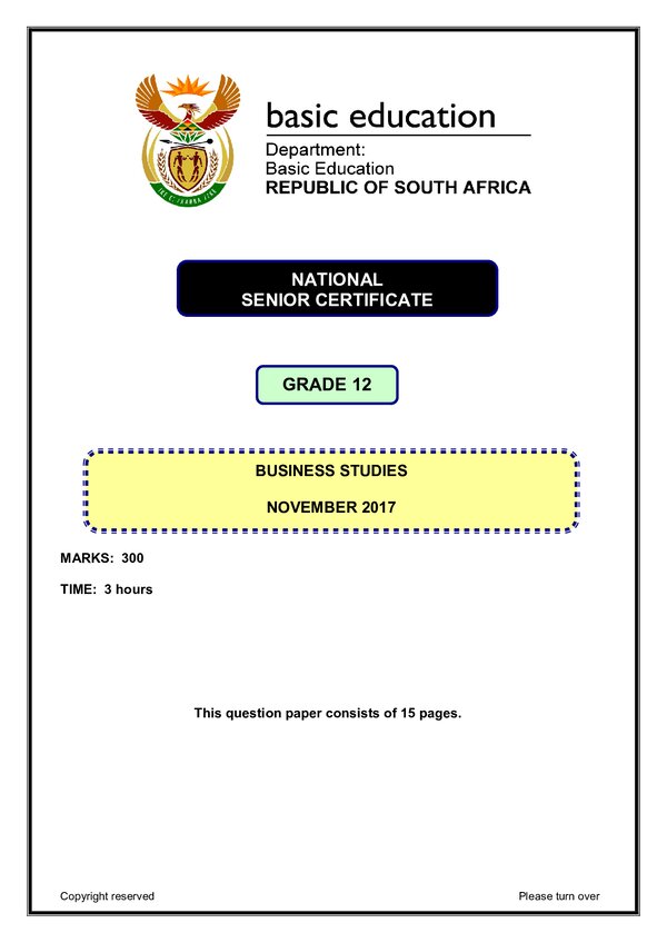 Business Studies Paper 1 (English)
