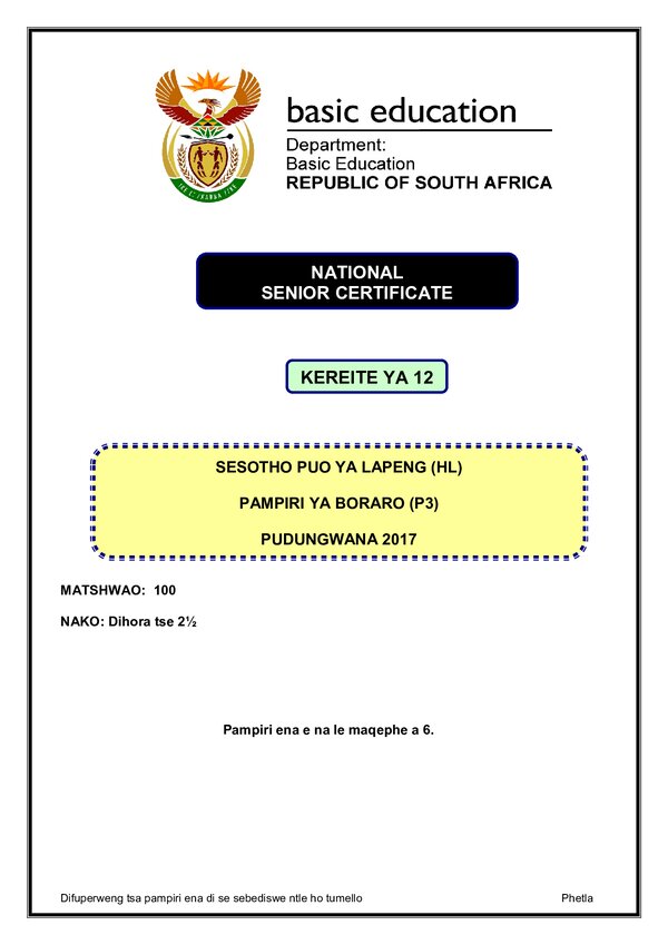 Sesotho Hl P3