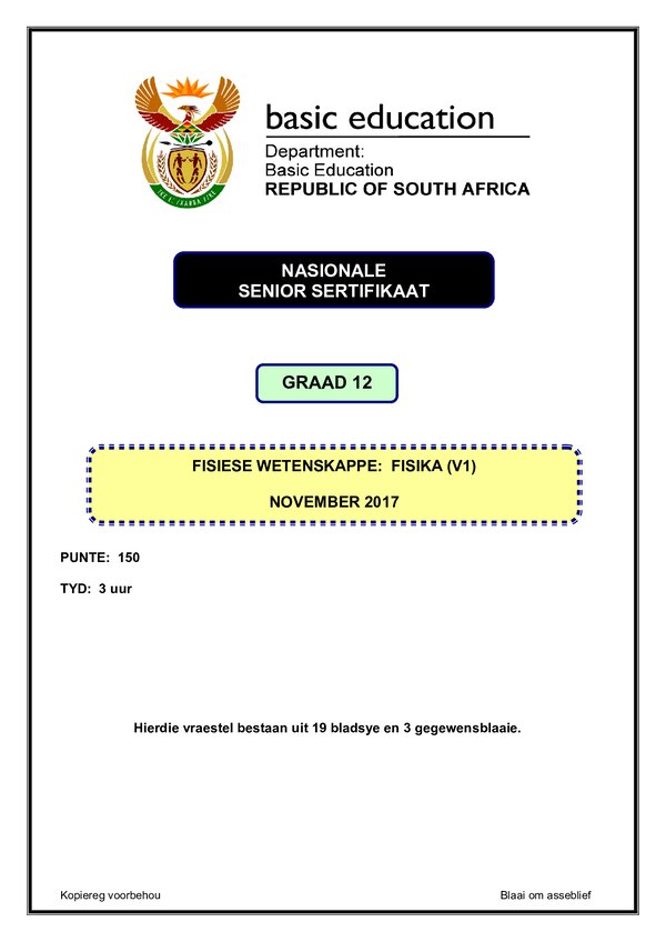 Physical Sciences Paper 1 (Afrikaans)