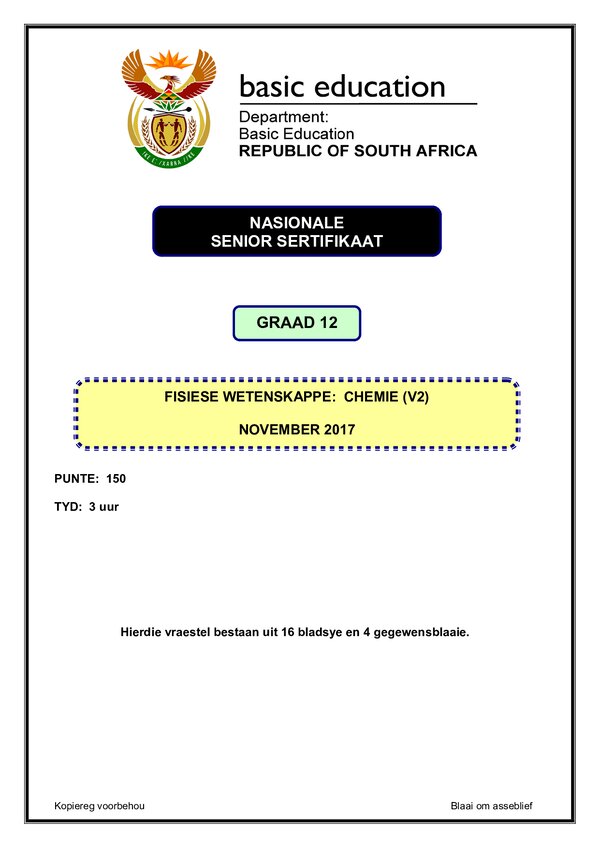 Physical Sciences Paper 2 (Afrikaans)