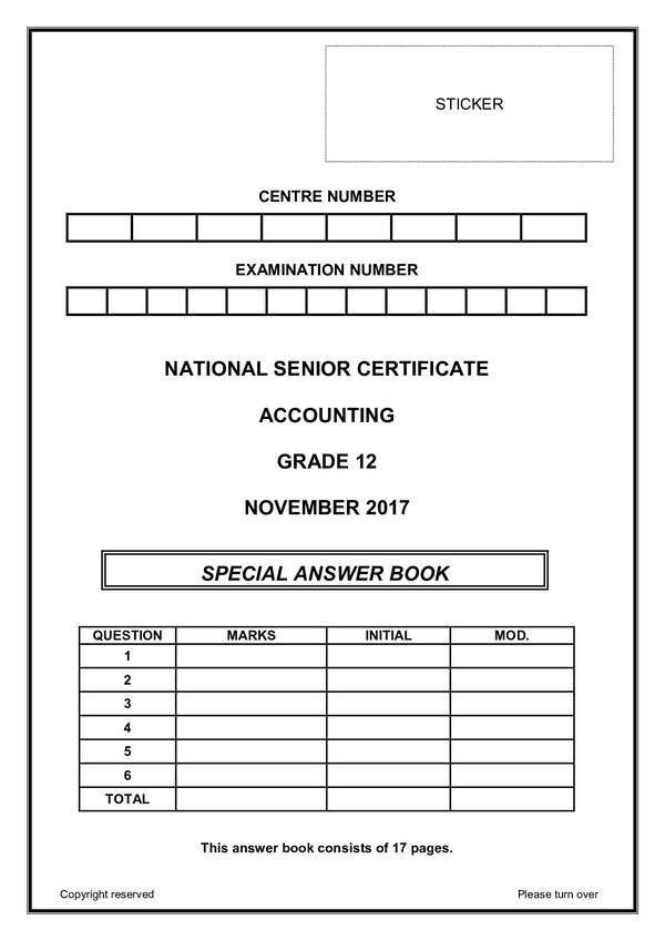 Accounting Paper 1 Answer Book (English)